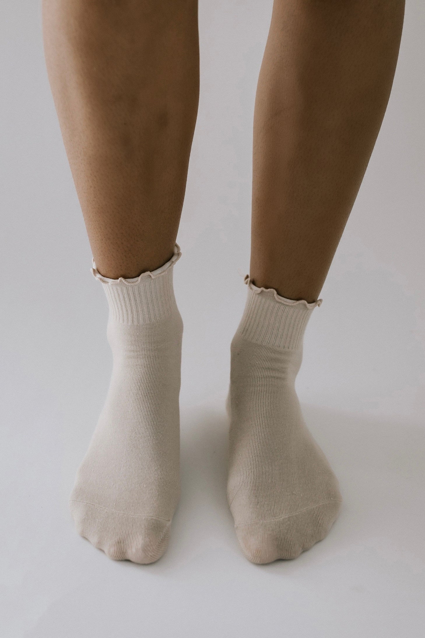 Mae Ruffled Ankle Sock - Beige