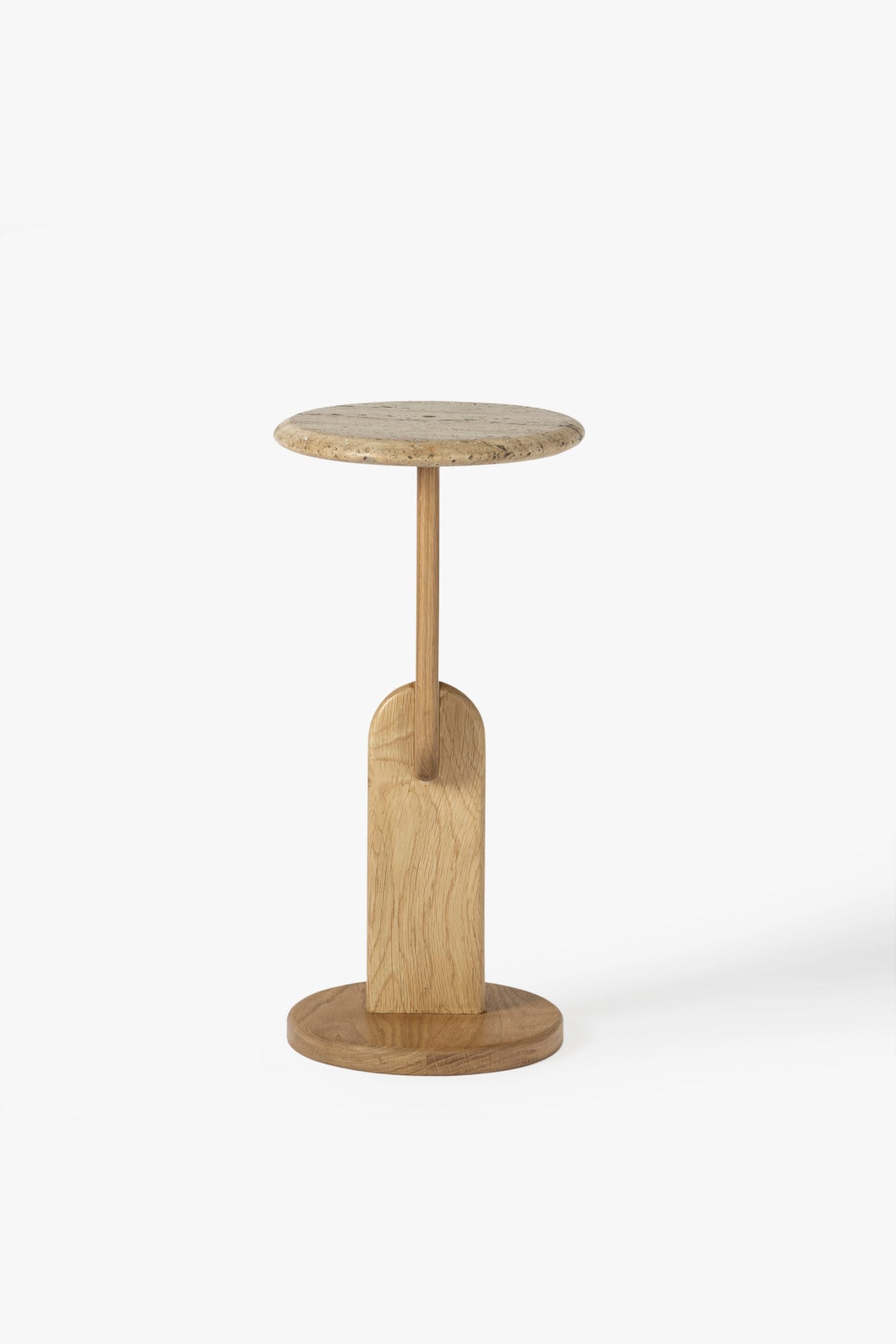 Delaney Drink Table - Oak / Travertine