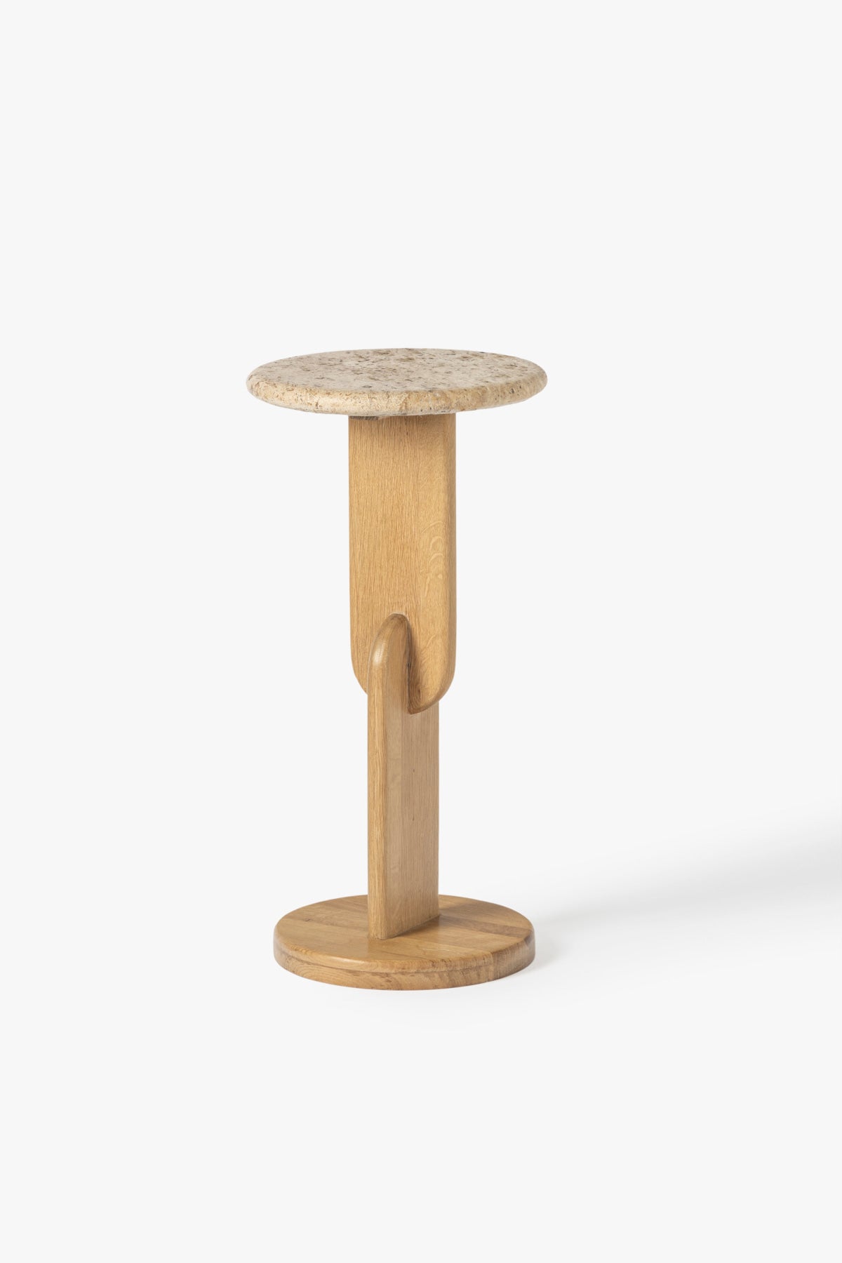 Delaney Drink Table - Oak / Travertine