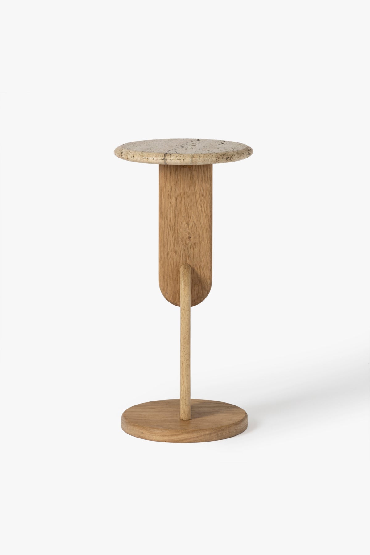 Delaney Drink Table - Oak / Travertine