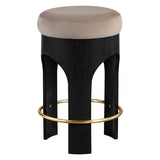 Bocceli Velvet Counter Stool - Black Finish