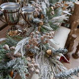 Flocked Pine Garland with Bells - 6'