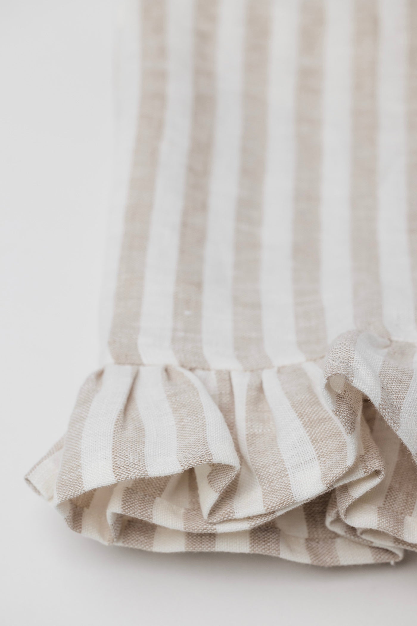 Germaine Striped Ruffle Tea Towel - Beige