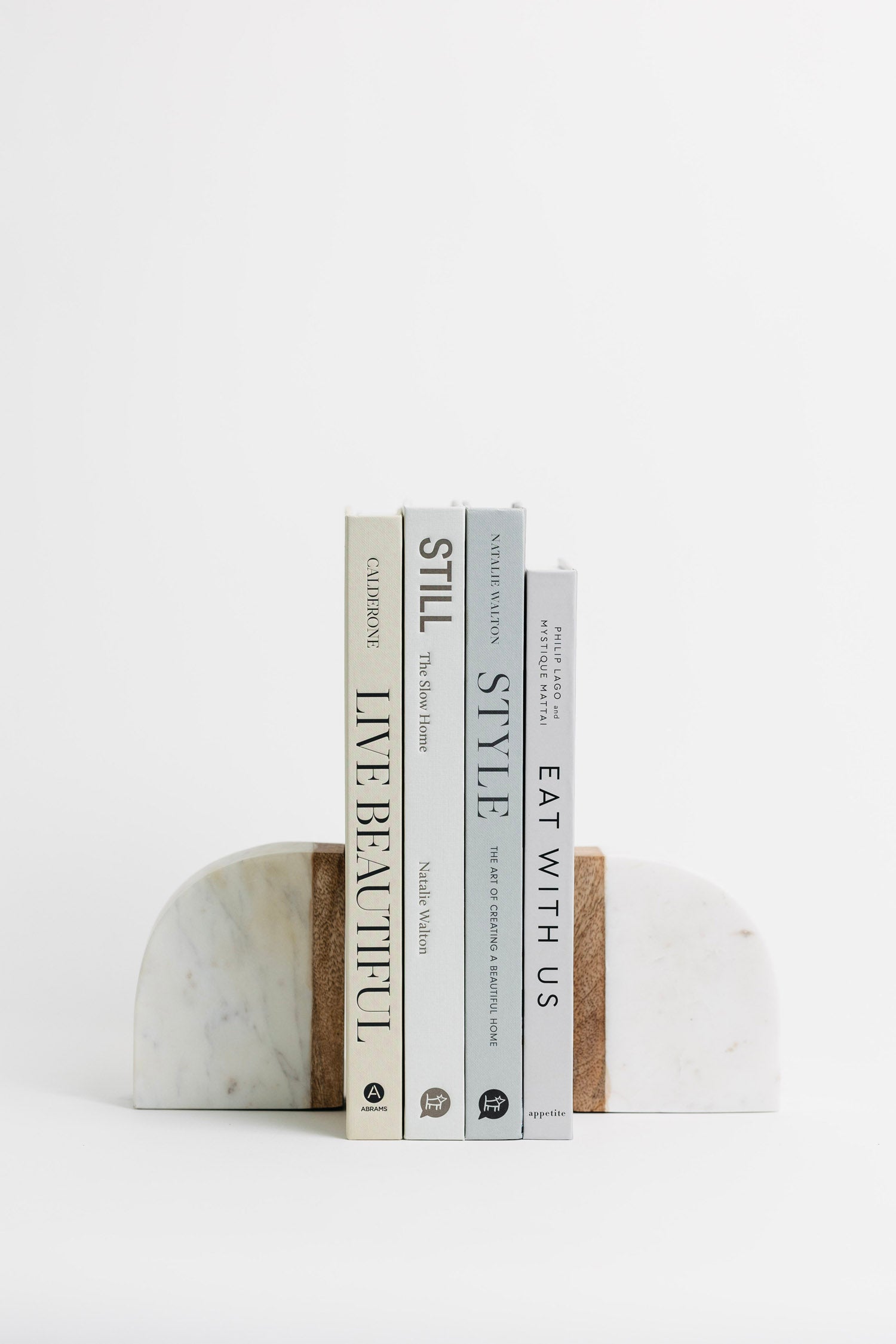 Crawford Marble + Wood Bookends - Set of 2