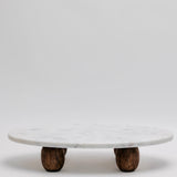 Marble Stand with Wood Feet