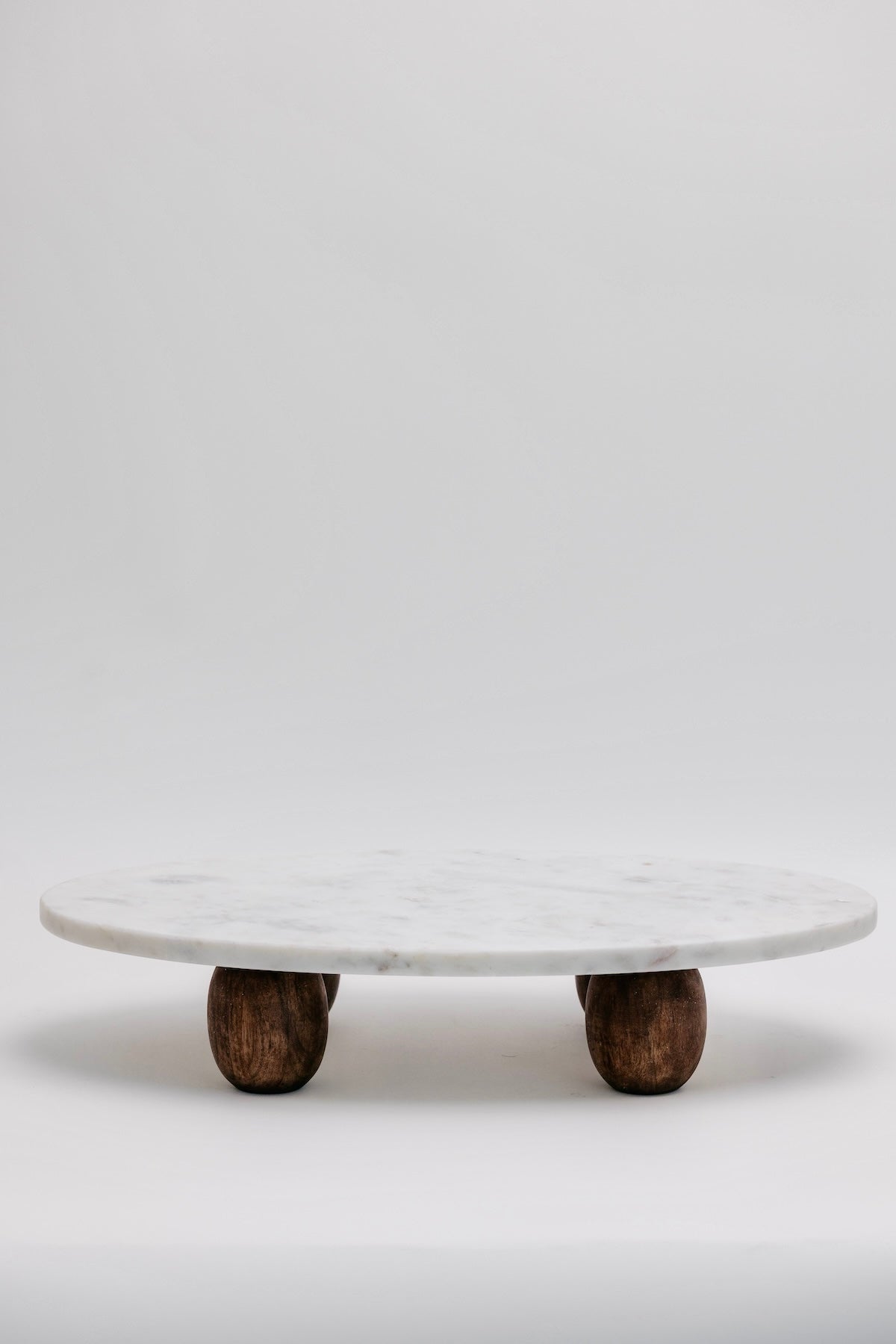 Marble Stand with Wood Feet
