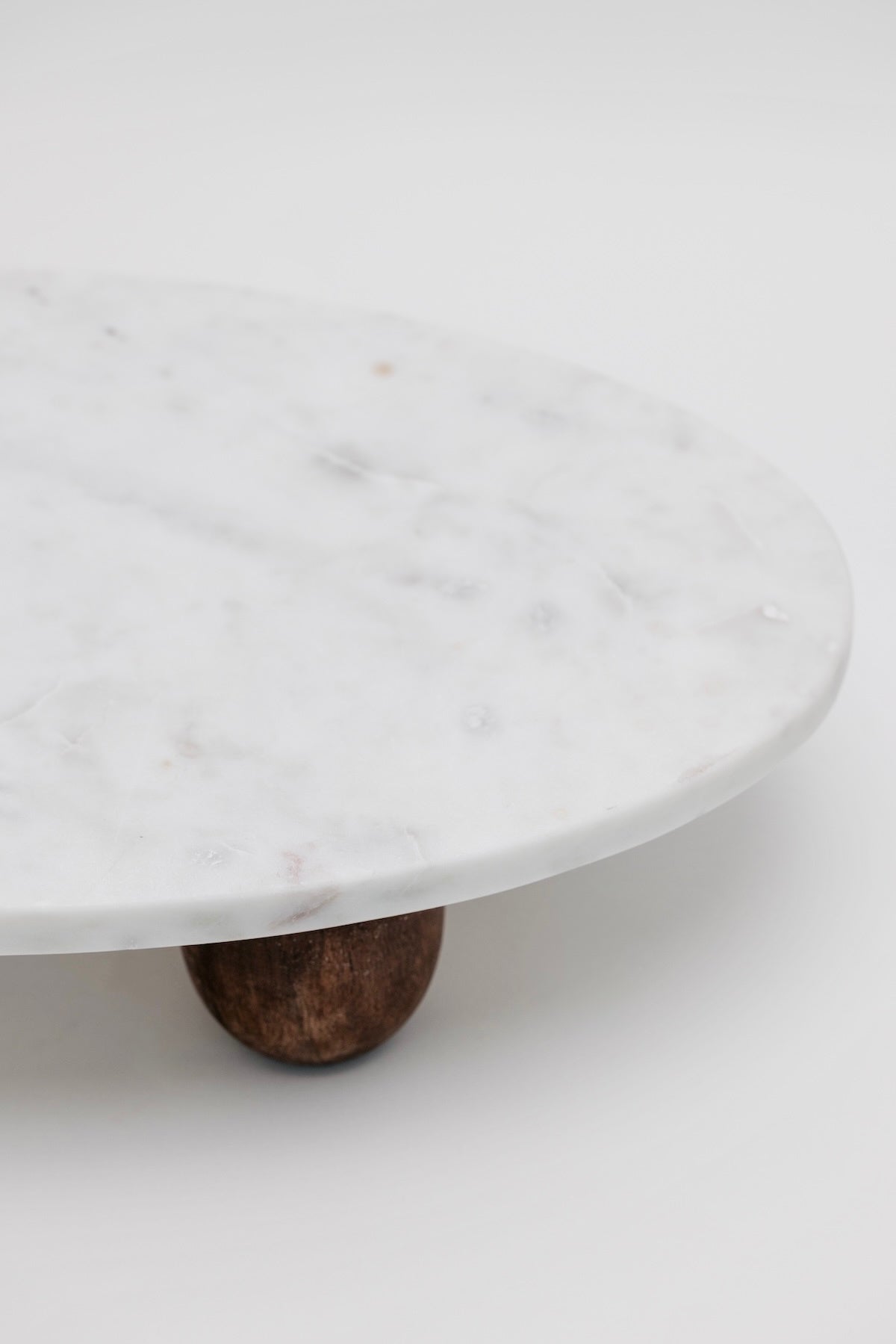 Marble Stand with Wood Feet