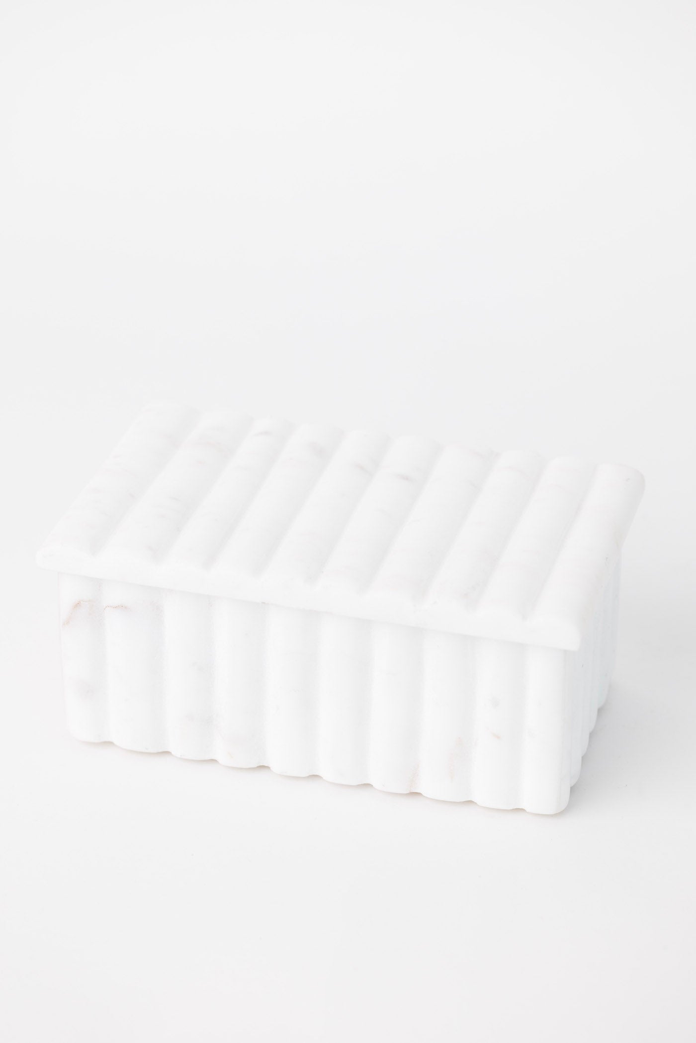 Rochelle Ribbed Marble Box - White