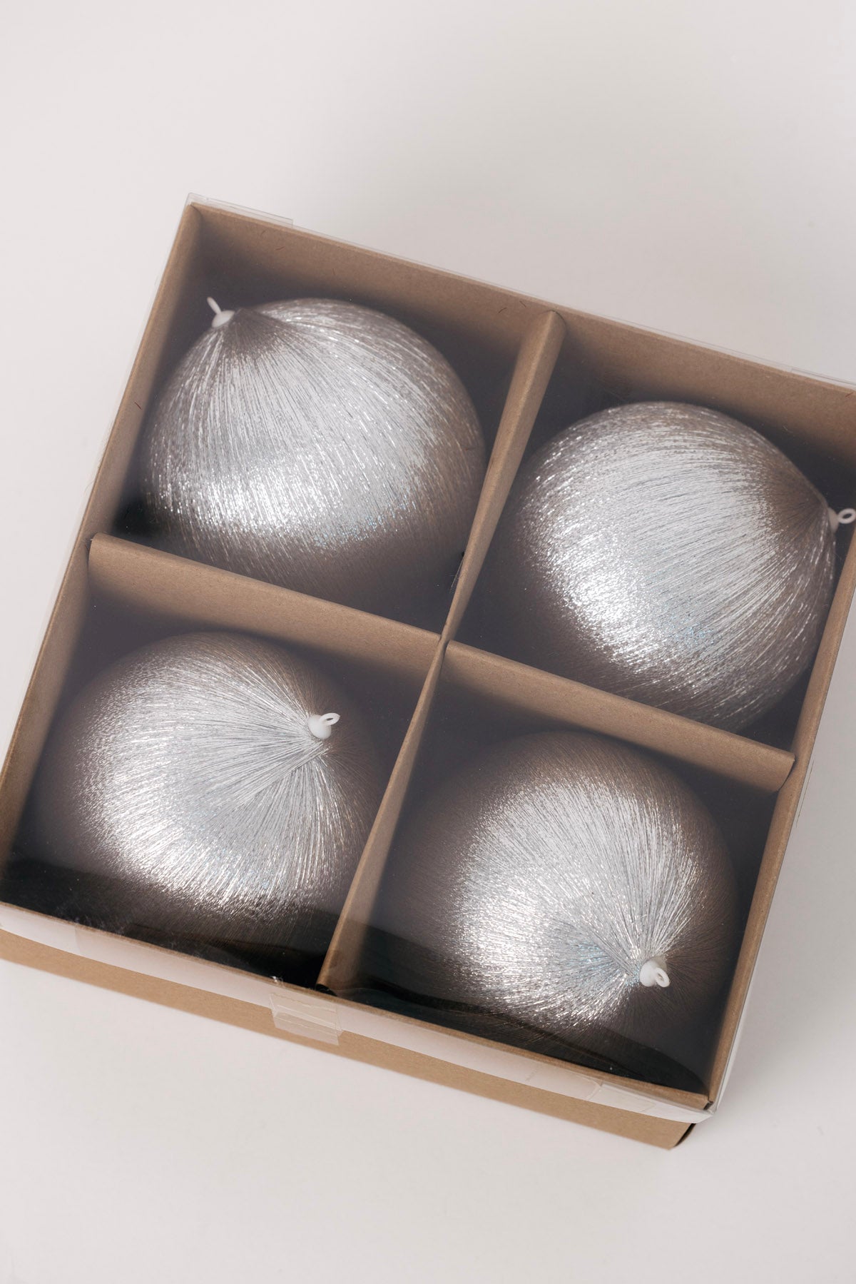 City Satin Ball Ornaments - Silver - Box of 4