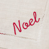 Holiday Embroidered Linen Coasters - Set of 4