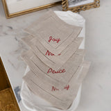 Holiday Embroidered Linen Coasters - Set of 4