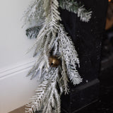 Flocked Pine Garland with Bells - 6'