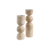 Amarena Travertine Candle Holder - Set of 2