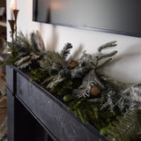 Flocked Pine Garland with Bells - 6'