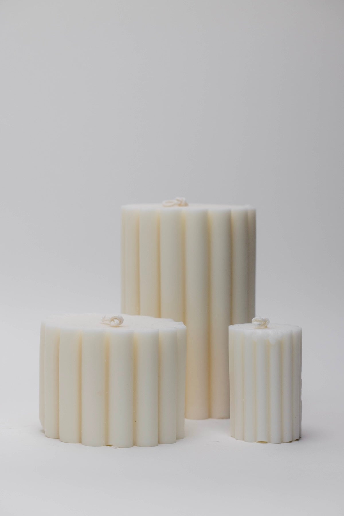 Fluted Pillar Candles - Set of 3