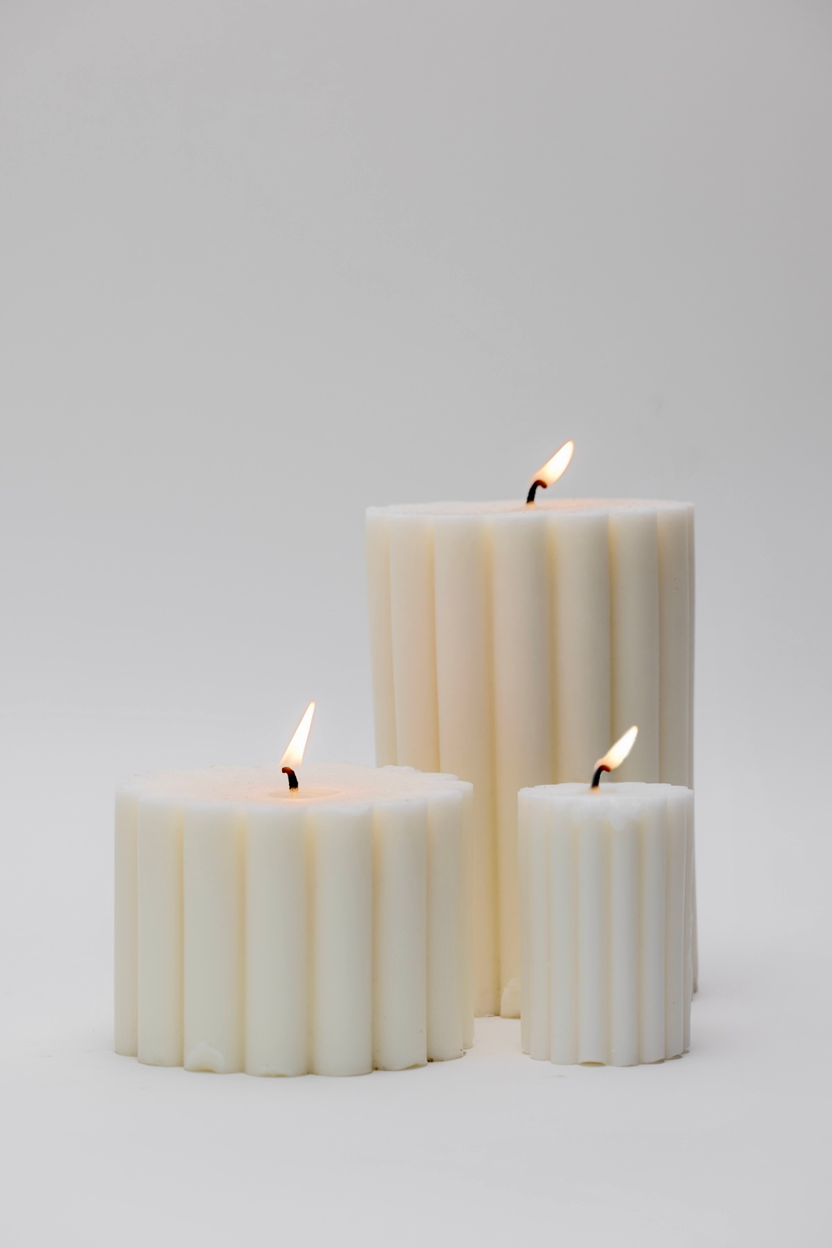 Fluted Pillar Candles - Set of 3