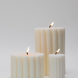 Fluted Pillar Candles - Set of 3