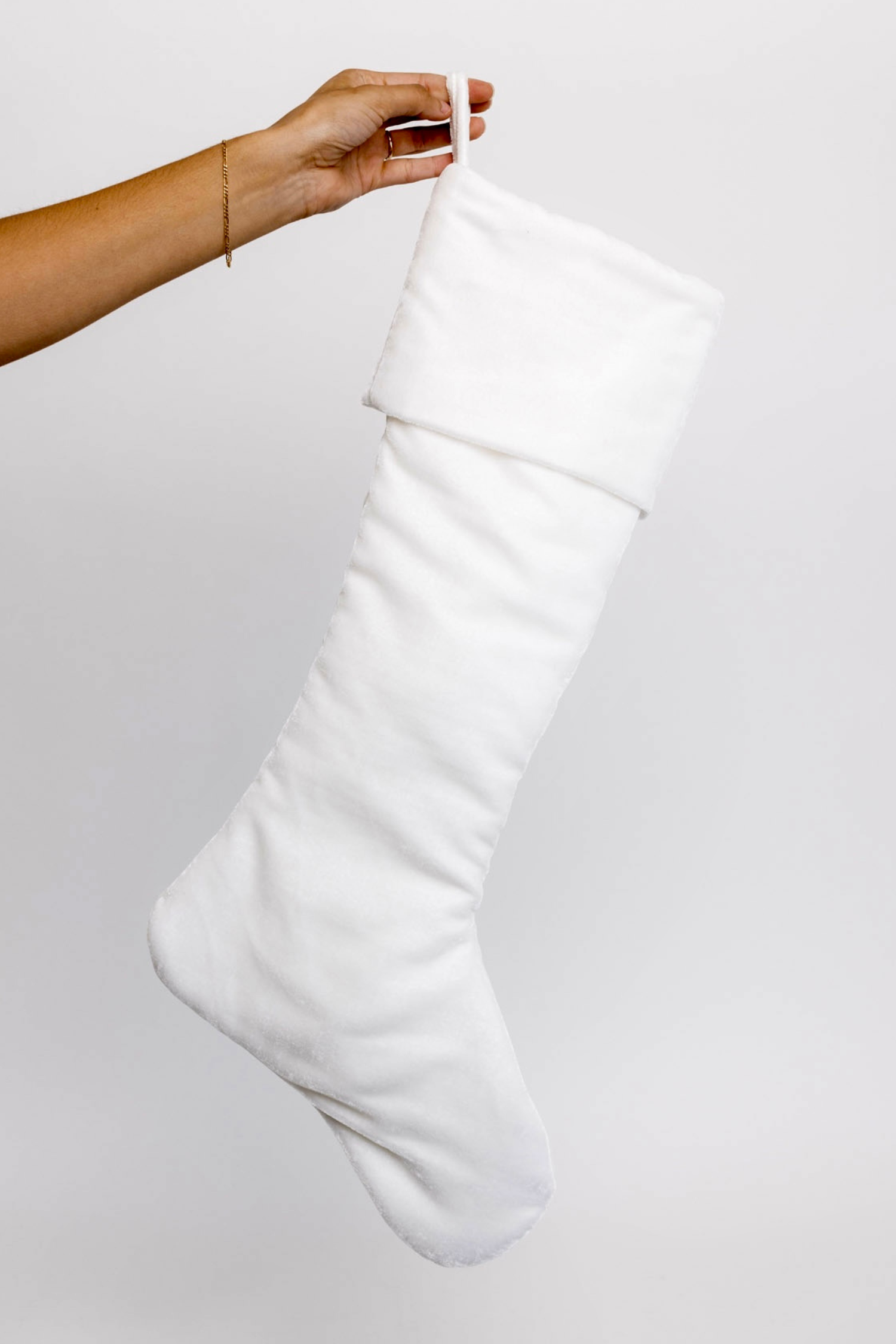 Snowflake Velvet Stocking - White