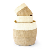 Beige and Cream Sisal Nesting Baskets - Set of 3