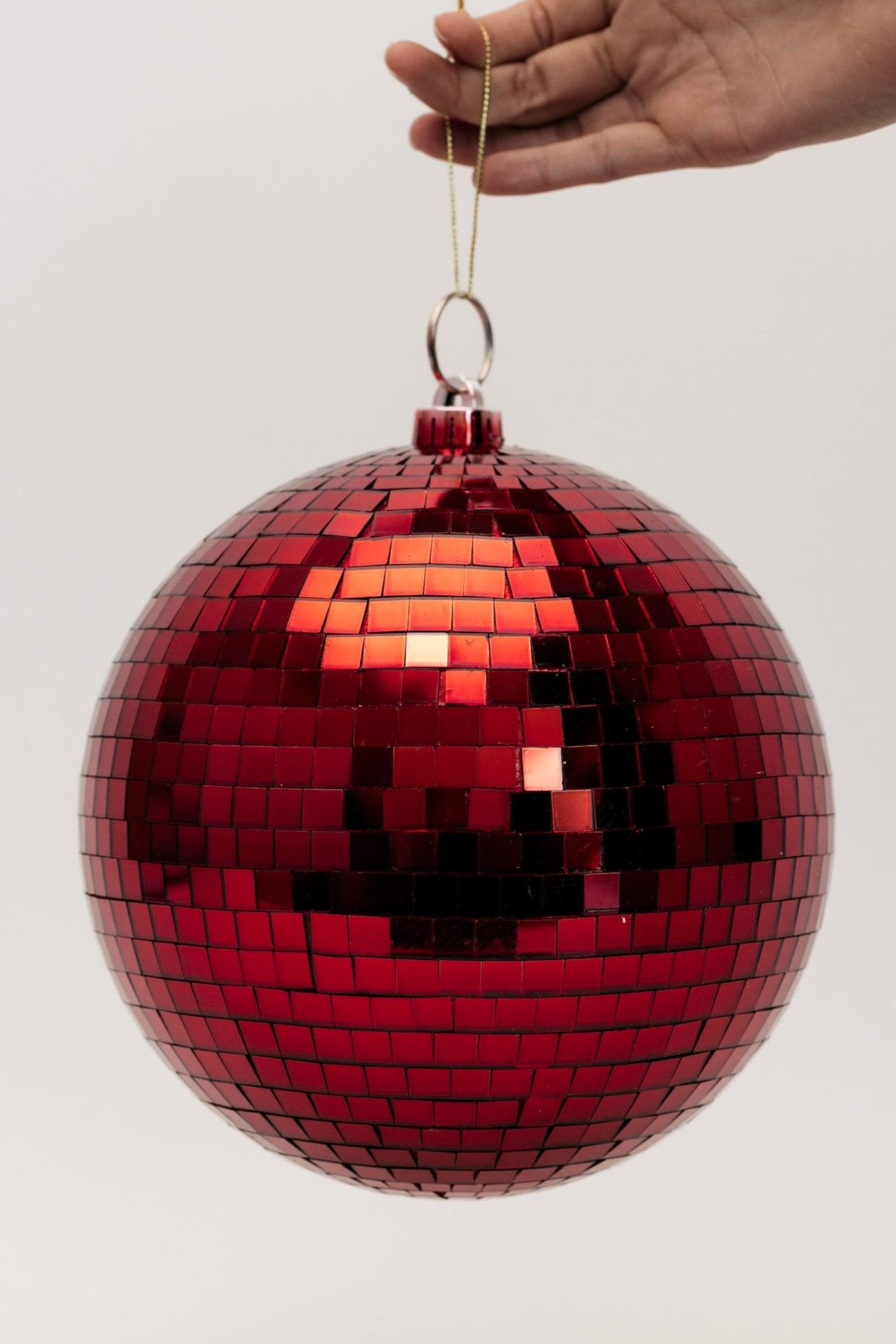 Gleaming Disco Ball Ornament - Crimson - 3 Sizes