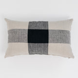 Raquel Plaid Lumbar Pillow - Beige + Black - 21"x13"