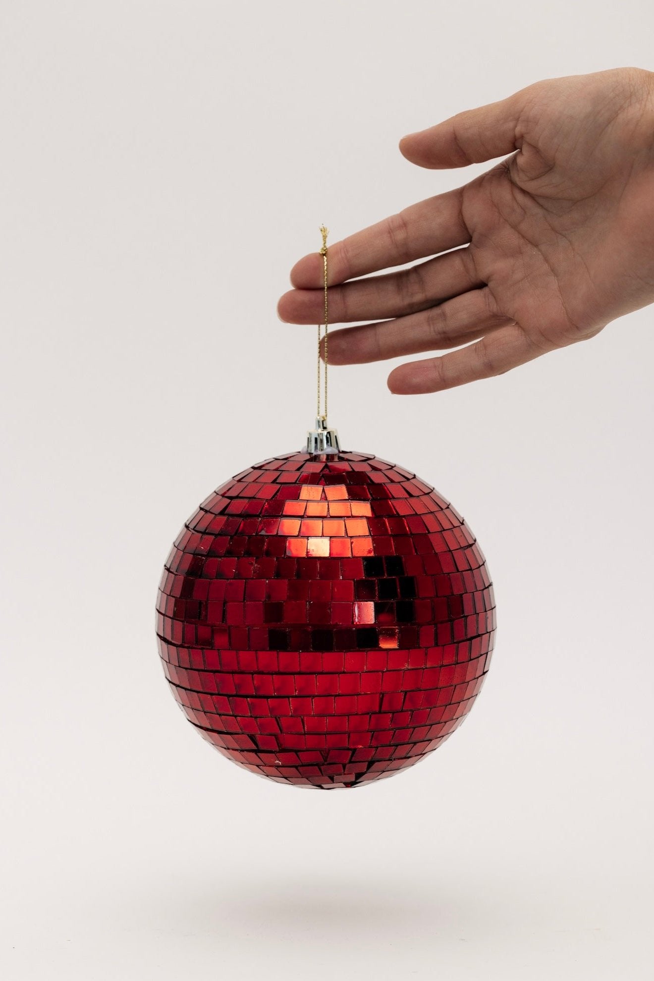 Gleaming Disco Ball Ornament - Crimson - 3 Sizes