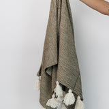 Madison Tassel Throw - Olive