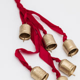 Cluster of Bells on Velvet Ribbon - Red