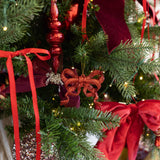 Velvet Bow Ornament - Dark Red