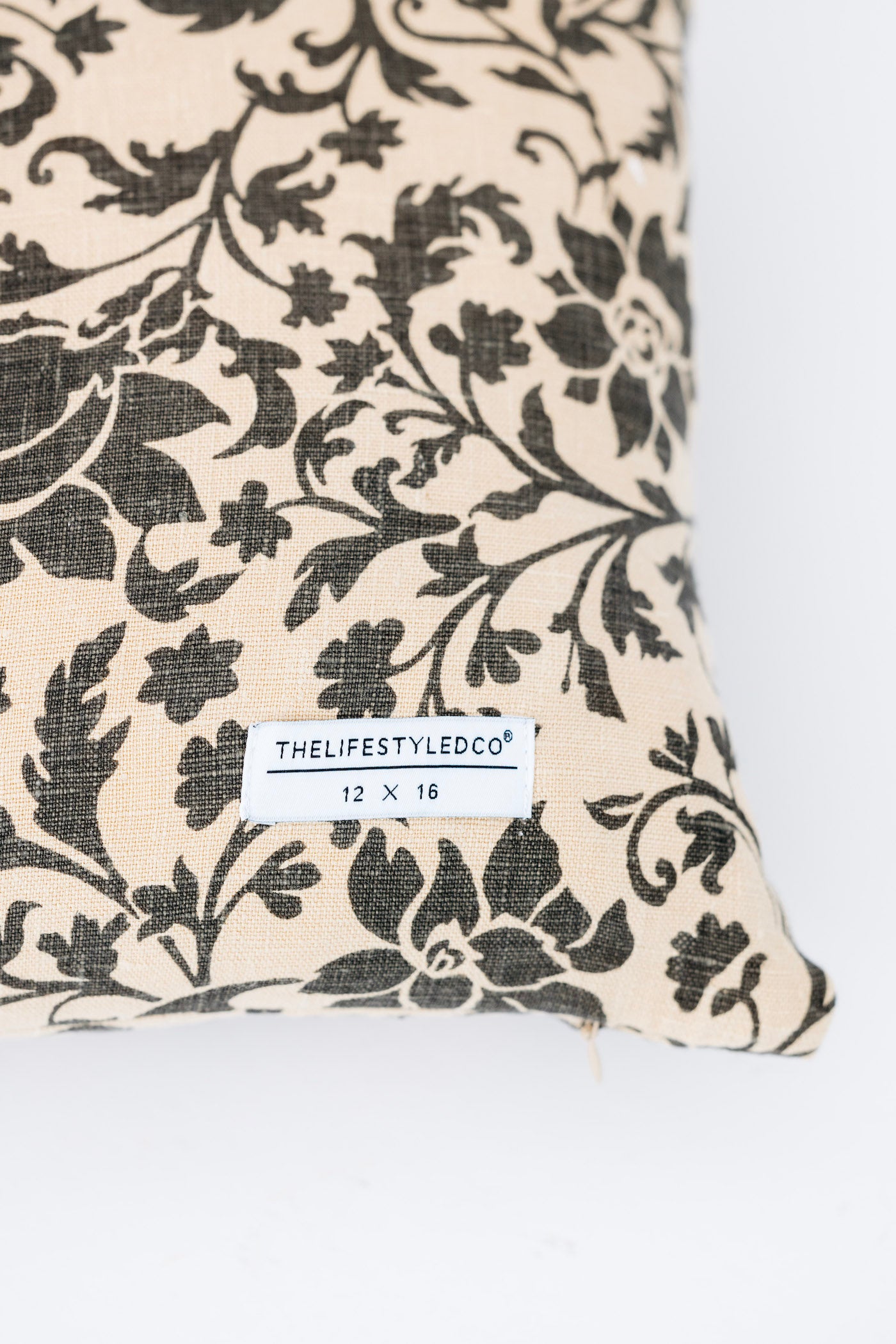 Ditzy Floral Linen Pillow - Beige/Black