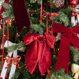 Glitter Bow Ornament - Red