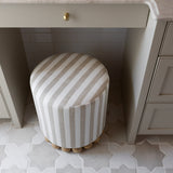 Dex Striped Linen Ottoman