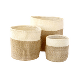 Beige and Cream Sisal Nesting Baskets - Set of 3
