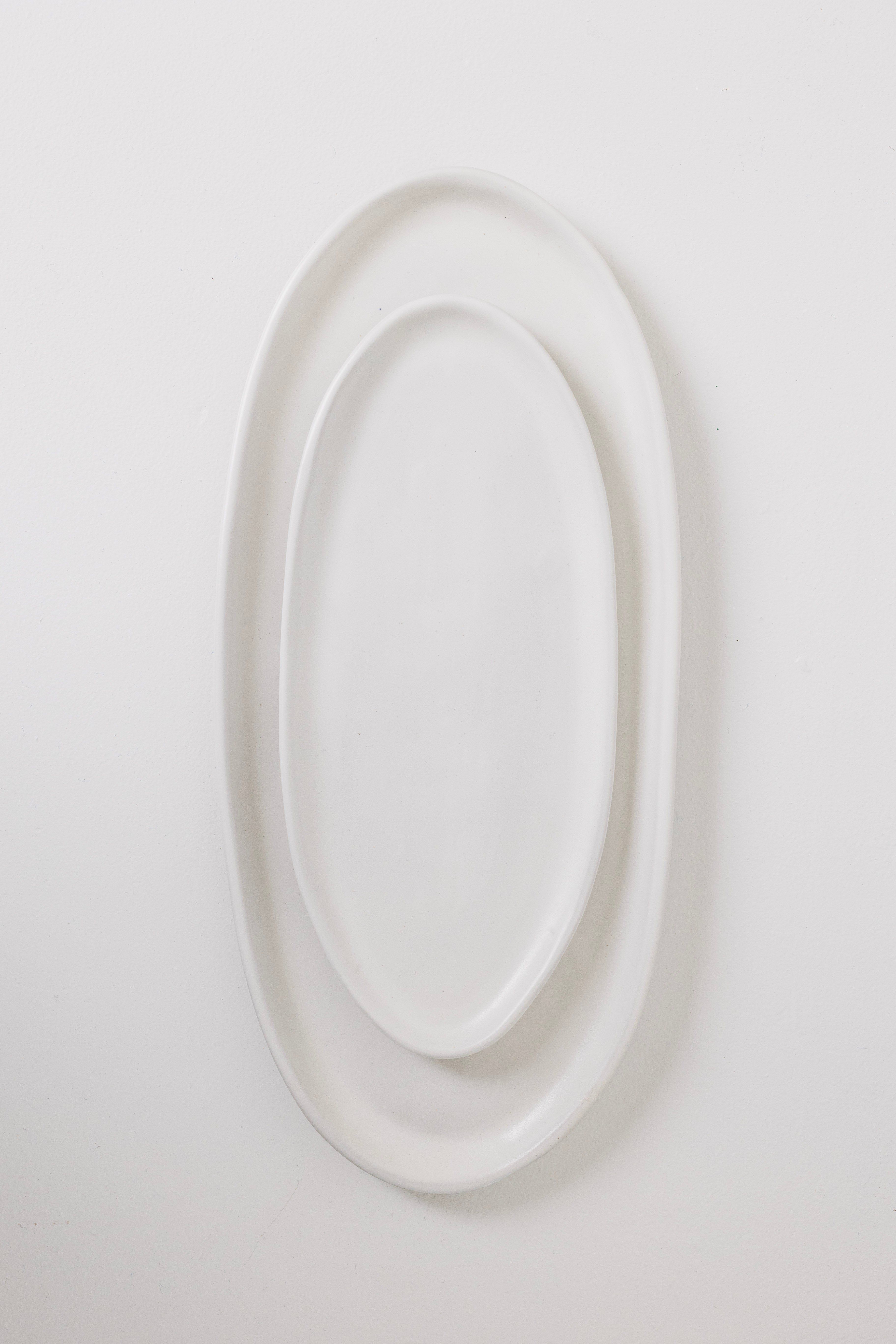 Ines Oval Lipped Serving Plate - Matte White - Set of 2
