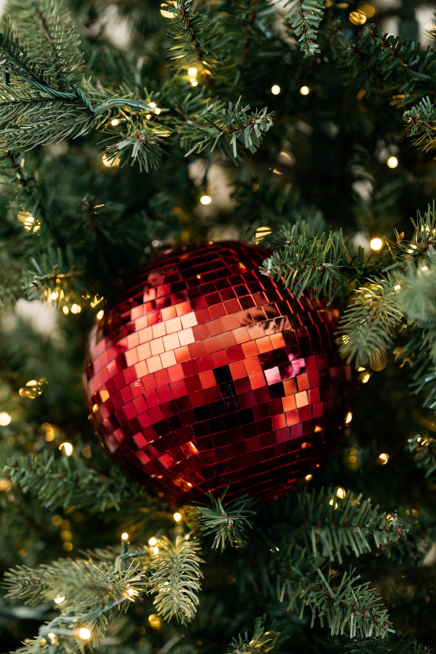 Gleaming Disco Ball Ornament - Crimson - 3 Sizes