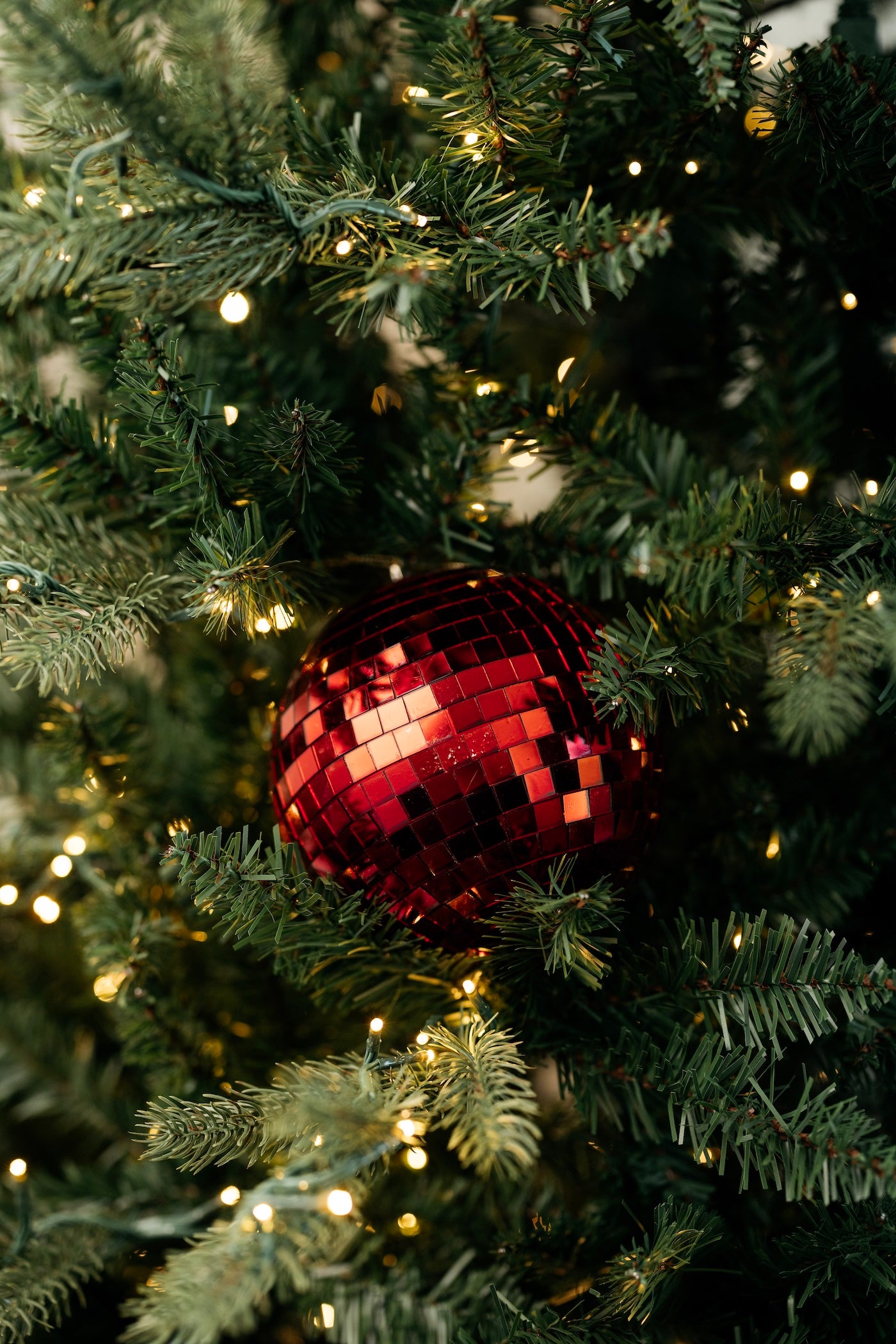 Gleaming Disco Ball Ornament - Crimson - 3 Sizes