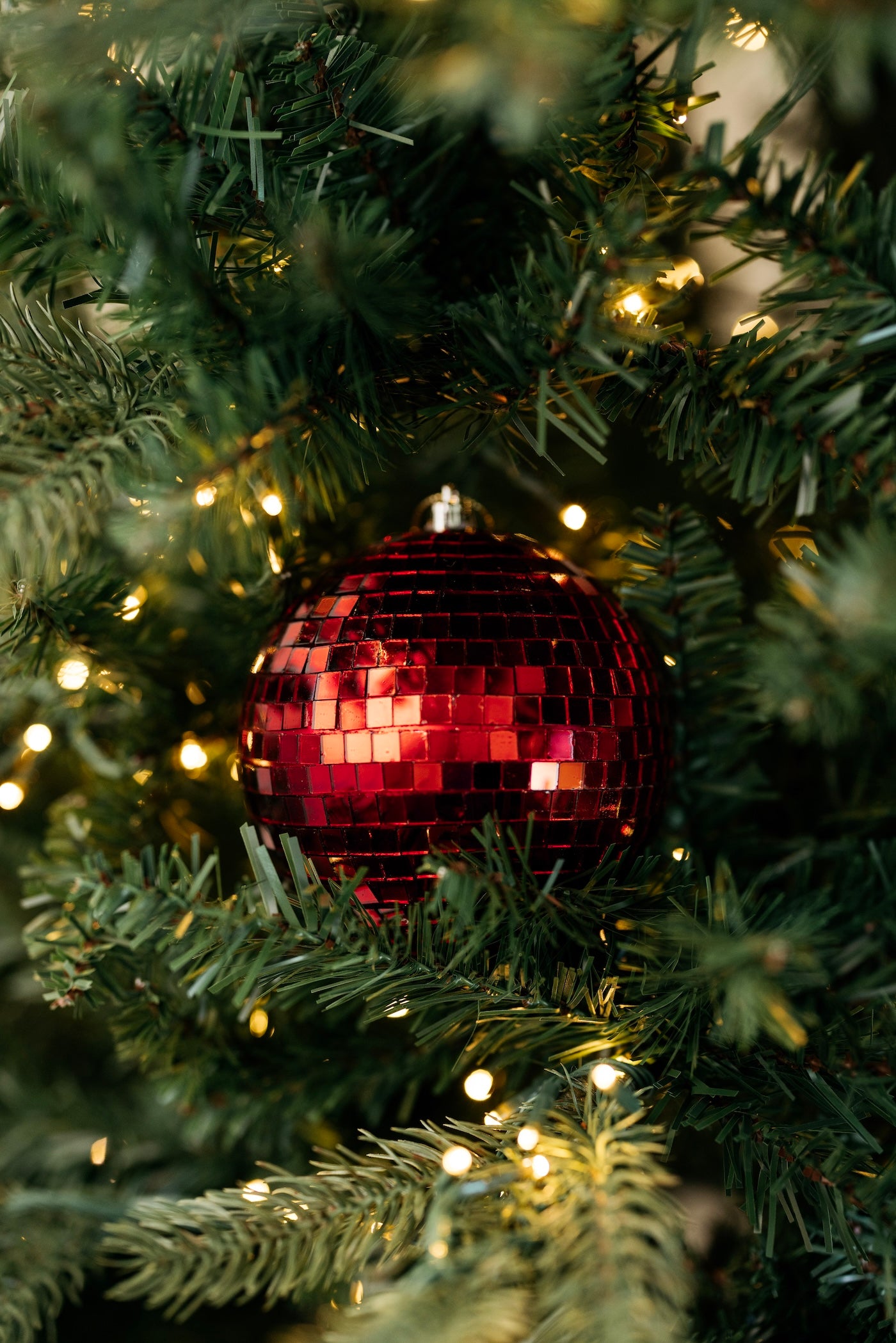 Gleaming Disco Ball Ornament - Crimson - 3 Sizes