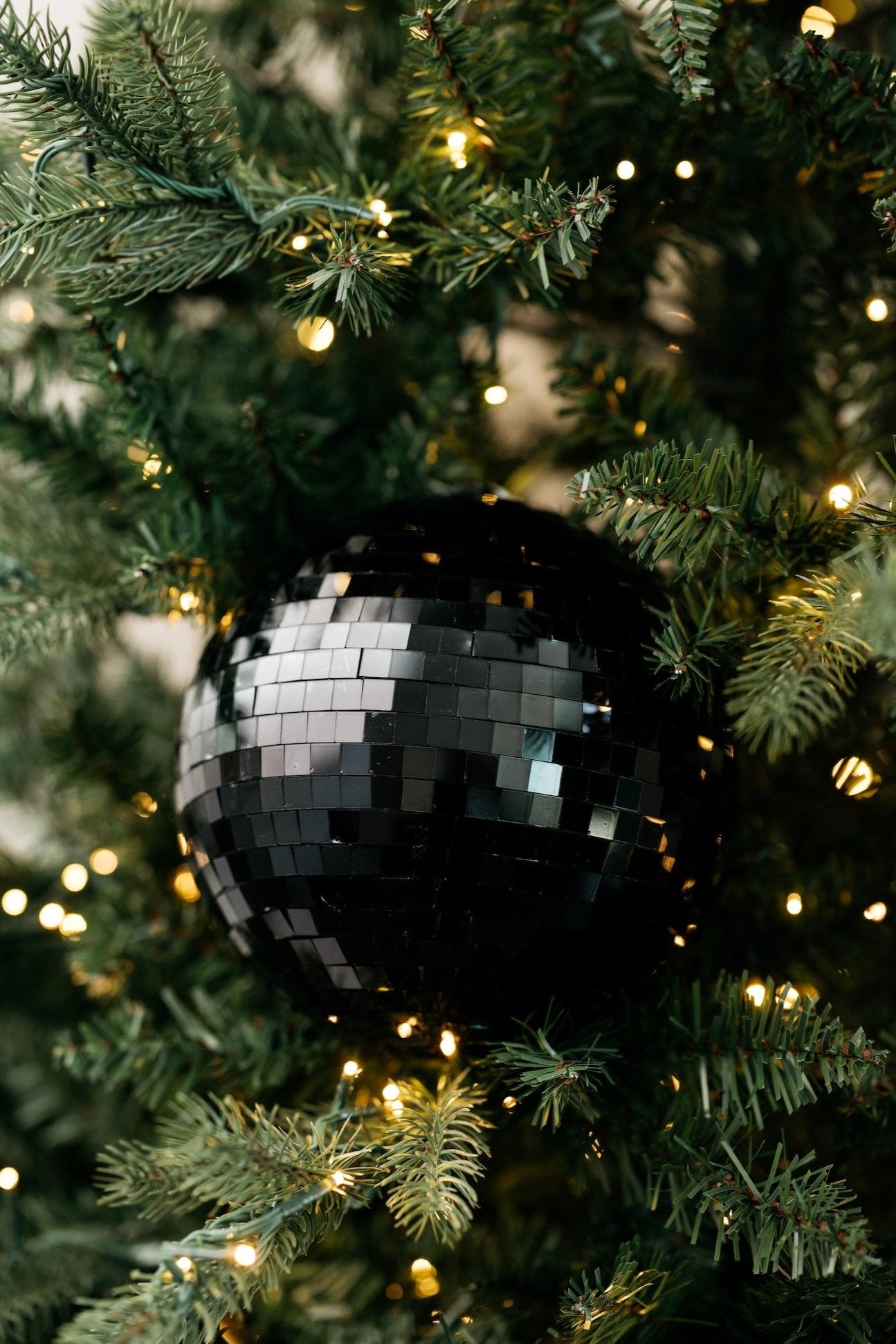 Gleaming Disco Ball Ornament - Black - 3 Sizes