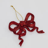 Glitter Bow Ornament - Red