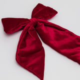 Velvet Bow Clip - Red