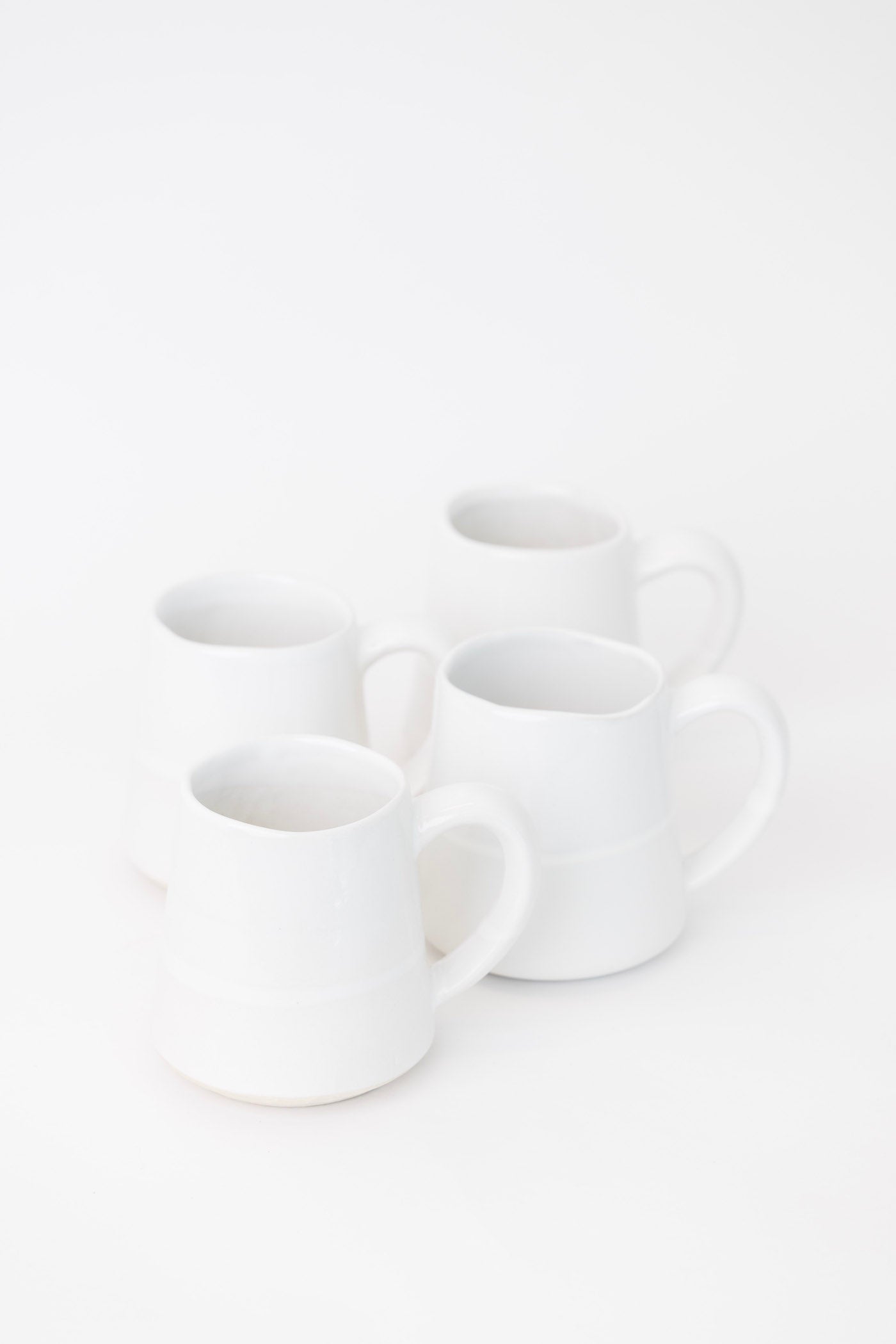 Sonnet Stoneware Coffee Mug - Matte White/ Glossy White - Set of 4