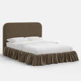 Mina Ruffle Platform Bed - Performance Velvet Walnut