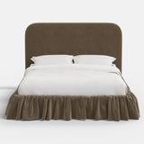 Mina Ruffle Platform Bed - Performance Velvet Walnut