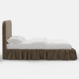 Mina Ruffle Platform Bed - Performance Velvet Walnut