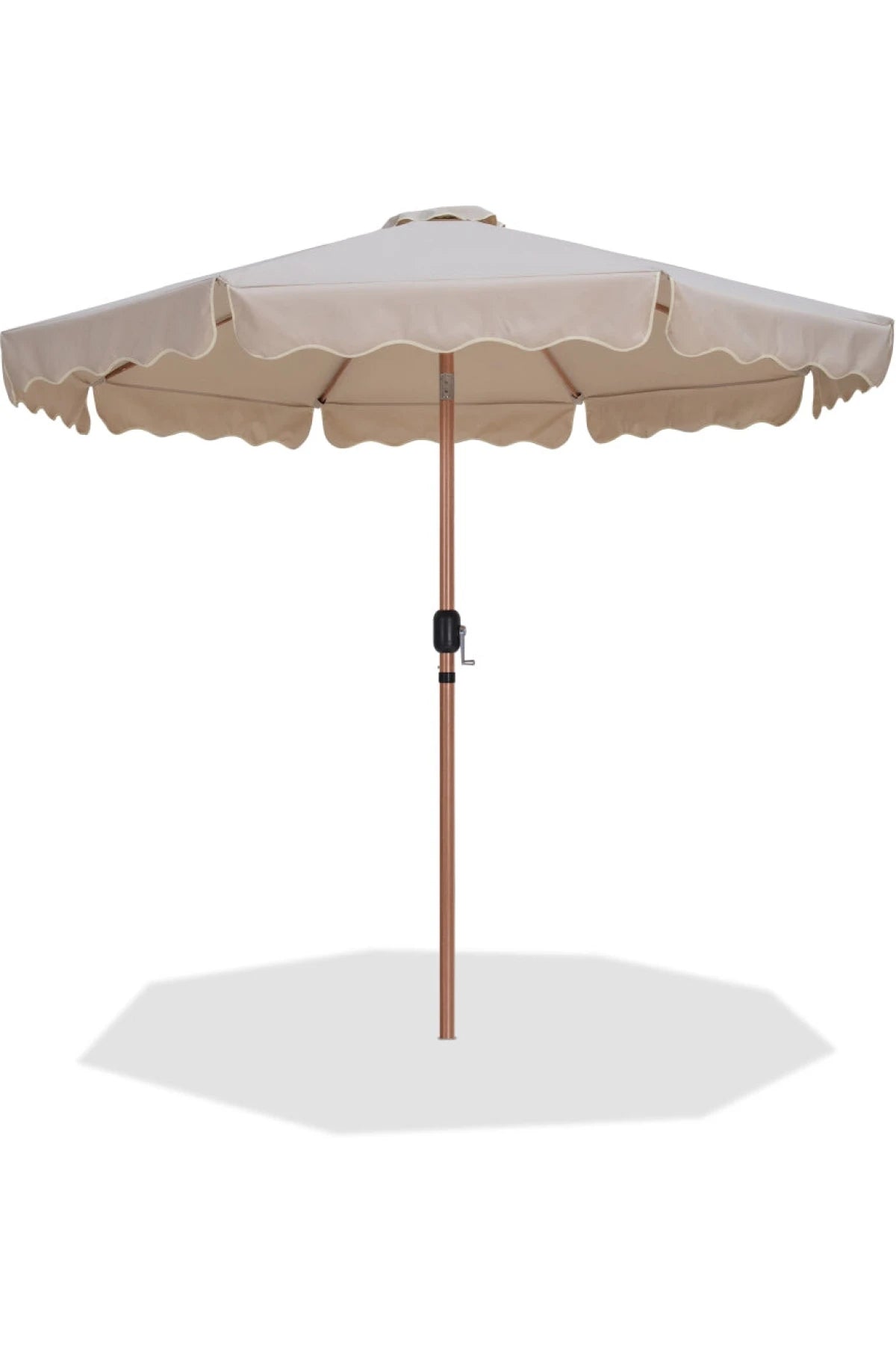 Amalfi Fabric with Piping / Teak Aluminum Patio Umbrella with Base Sets