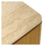 Marisol Oak & Travertine Side Table - 2 Finishes