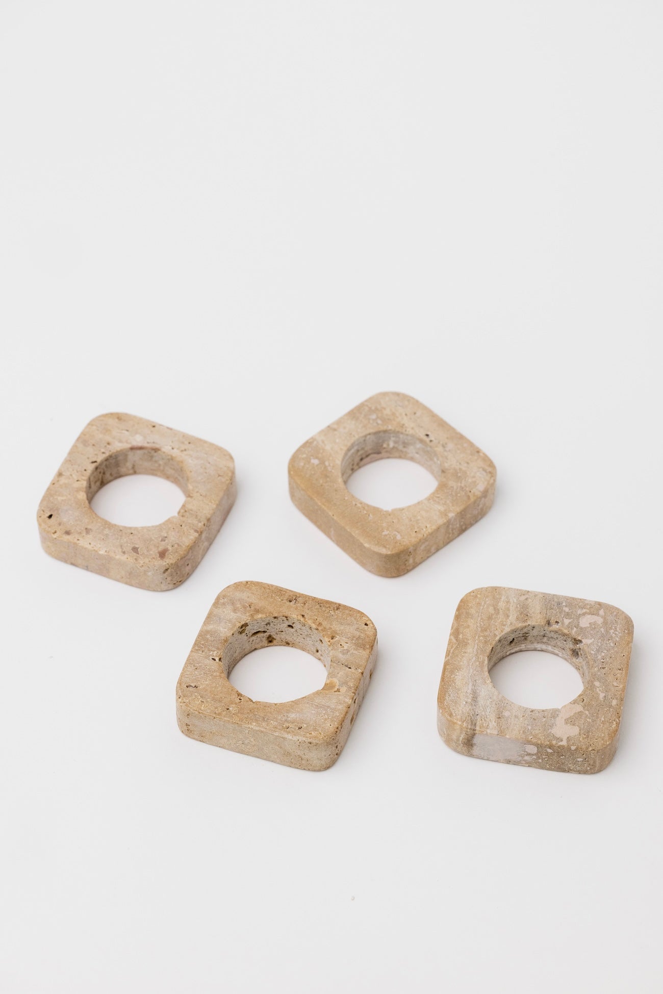 Citrine Travertine Napkin Rings - Set of 4