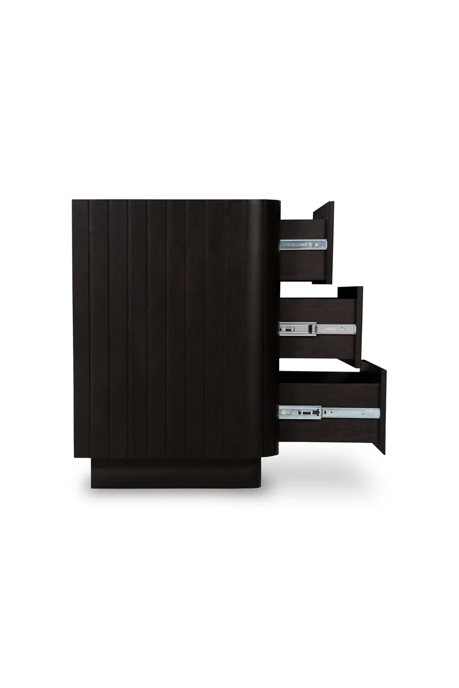 Povera 3 Drawer Nightstand - Black