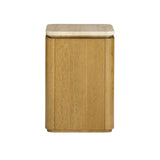 Marisol Oak & Travertine Side Table - 2 Finishes
