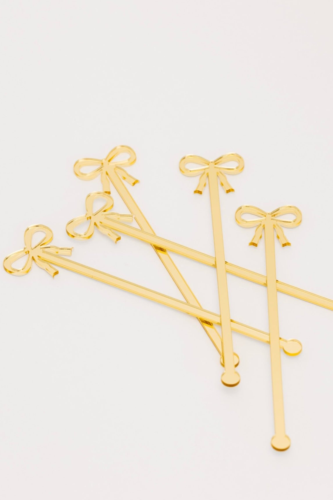 Twice As Nice Bow Cocktail Stirrer - Gold - Set of 5